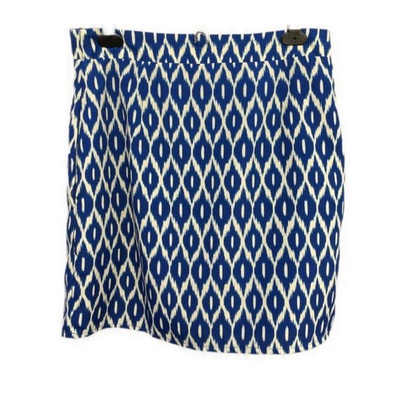 Francesca's Annabella Cobalt Blue Ikat Pencil Mini Skirt Large NWOT - Picture 2 of 5